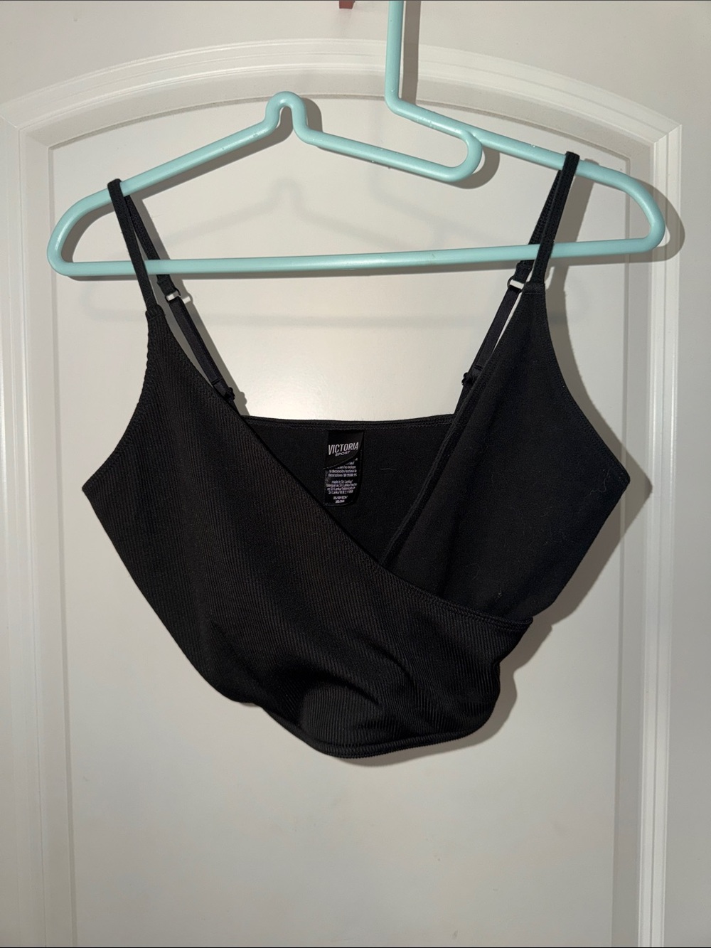 Victoria's Secret Black Ribbed Crossover Crop Top